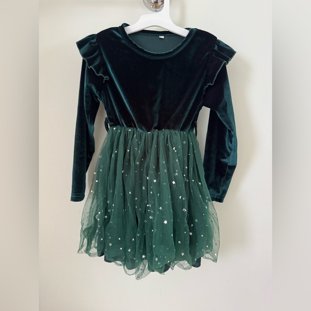Charming Velvet Kids Dress with Tulle Skirt